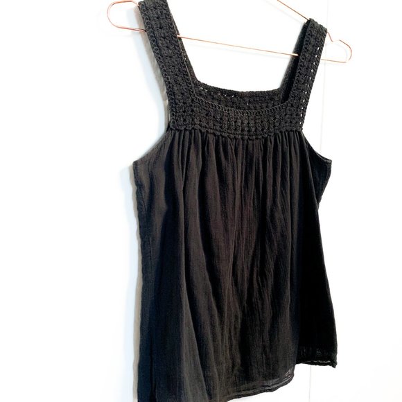 old navy black sleeveless tank top square neck - Picture 4 of 7